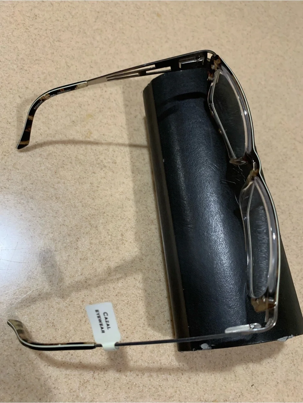 Cazal Black Rectangle Women's Glasses with Silver Accents